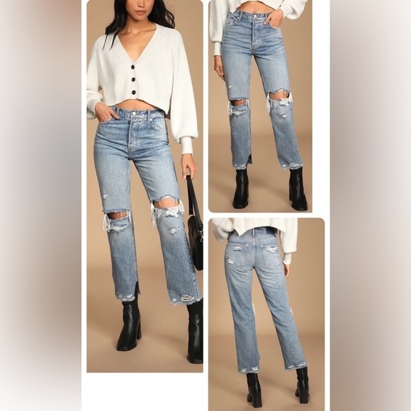 We The Free Tapered Baggy High Rise Boyfriend Jeans Mid Century Blue - Picture 2 of 9